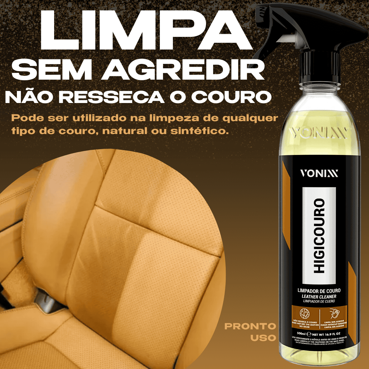Kit Limpar Hidratar Couro Hidracouro Higicouro 500ml Aplicador Pano Microfibra