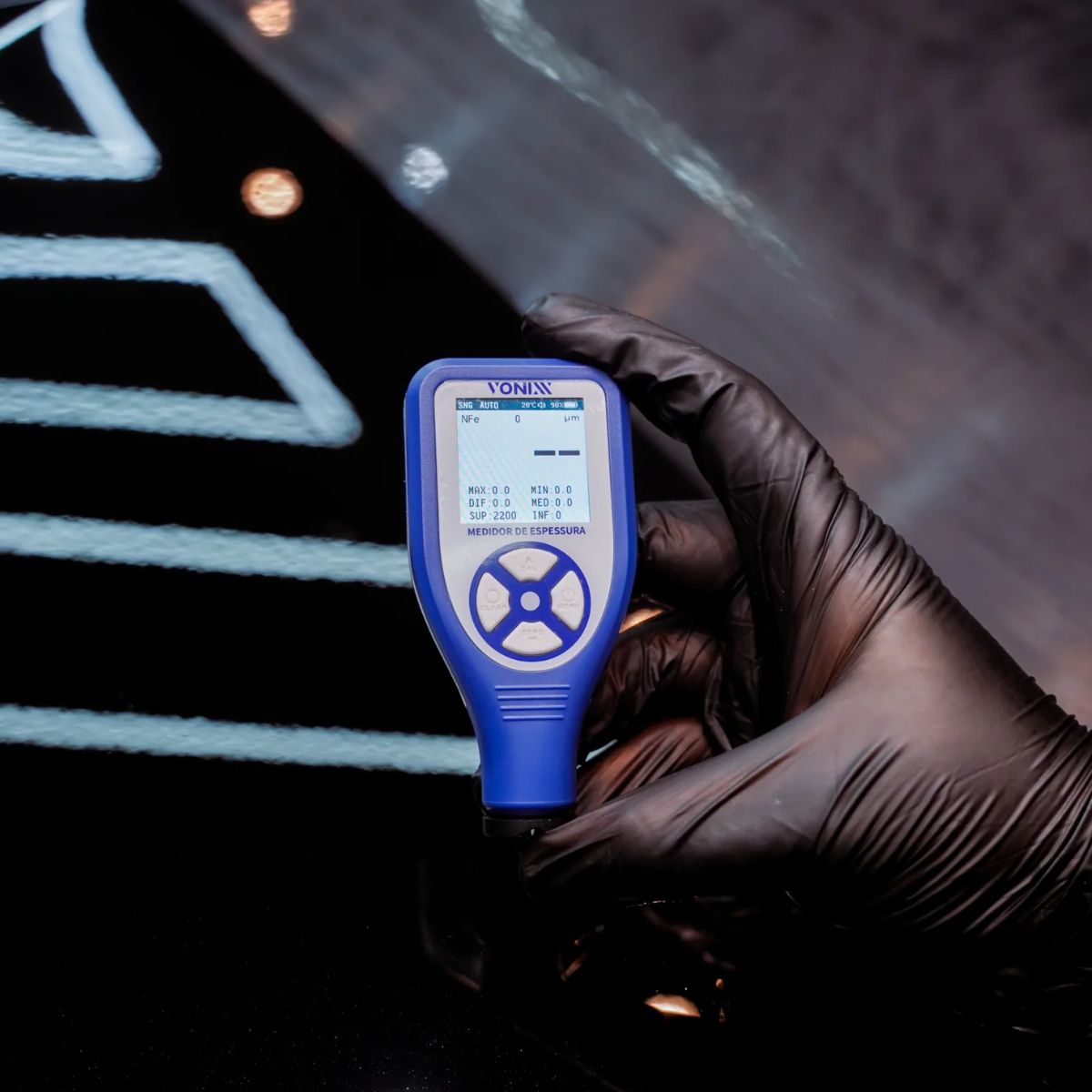 Medidor de Verniz Pro Medidor de Espessura Camada Polimento Automotivo Alta Precisão Visor Colorido